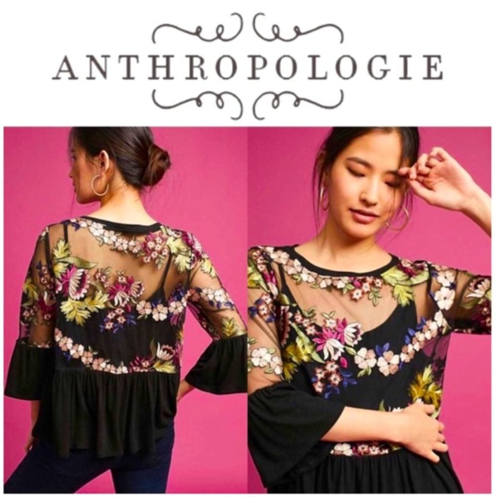 NWT Embroidered Top by Anthropologie